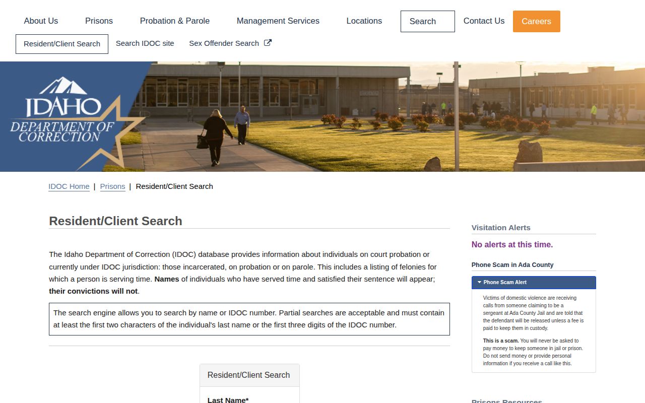 Jefferson County released inmate IDOC Resident Client Search