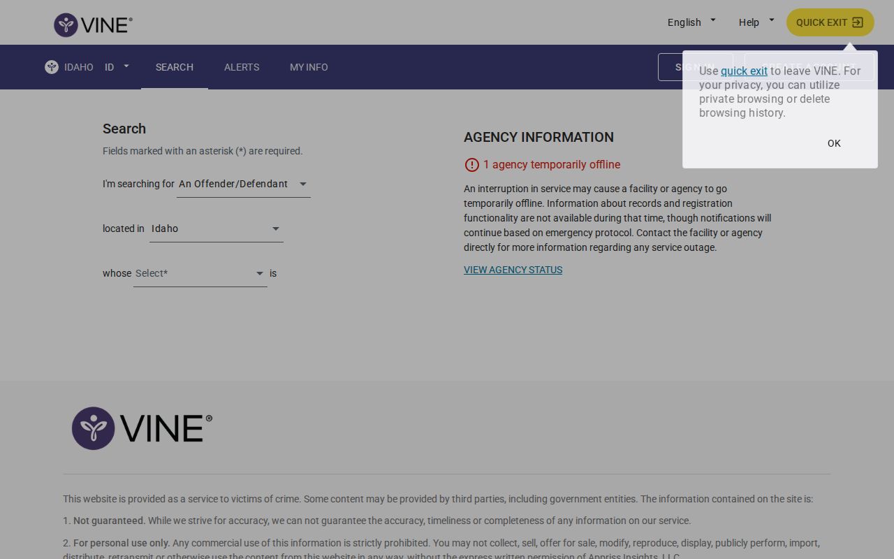 Jefferson County VINELink release person search